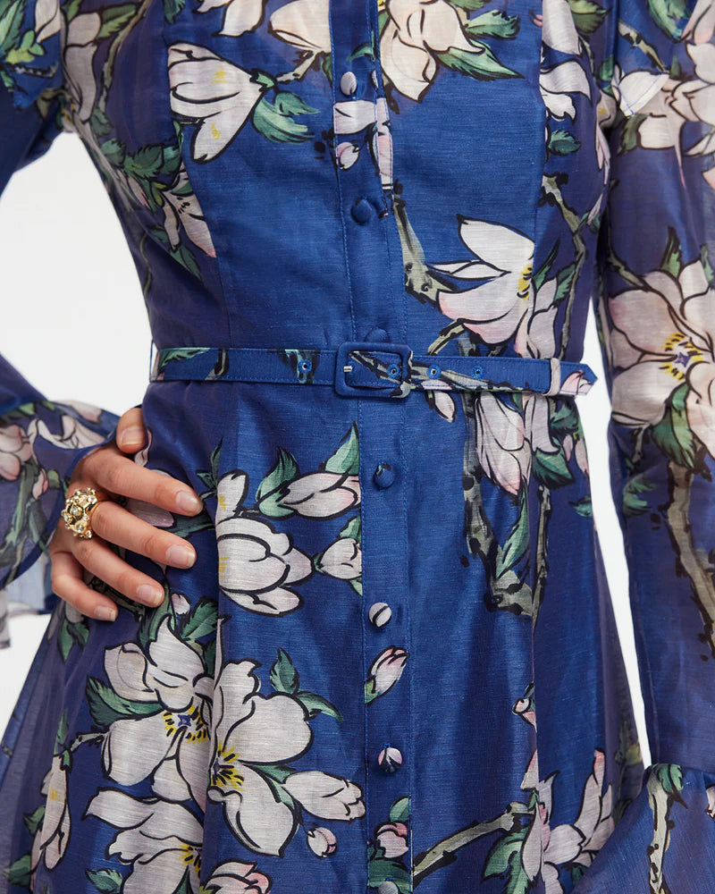 Katrina Butterfly Sleeve Midi Dress - Midnight Magnolia