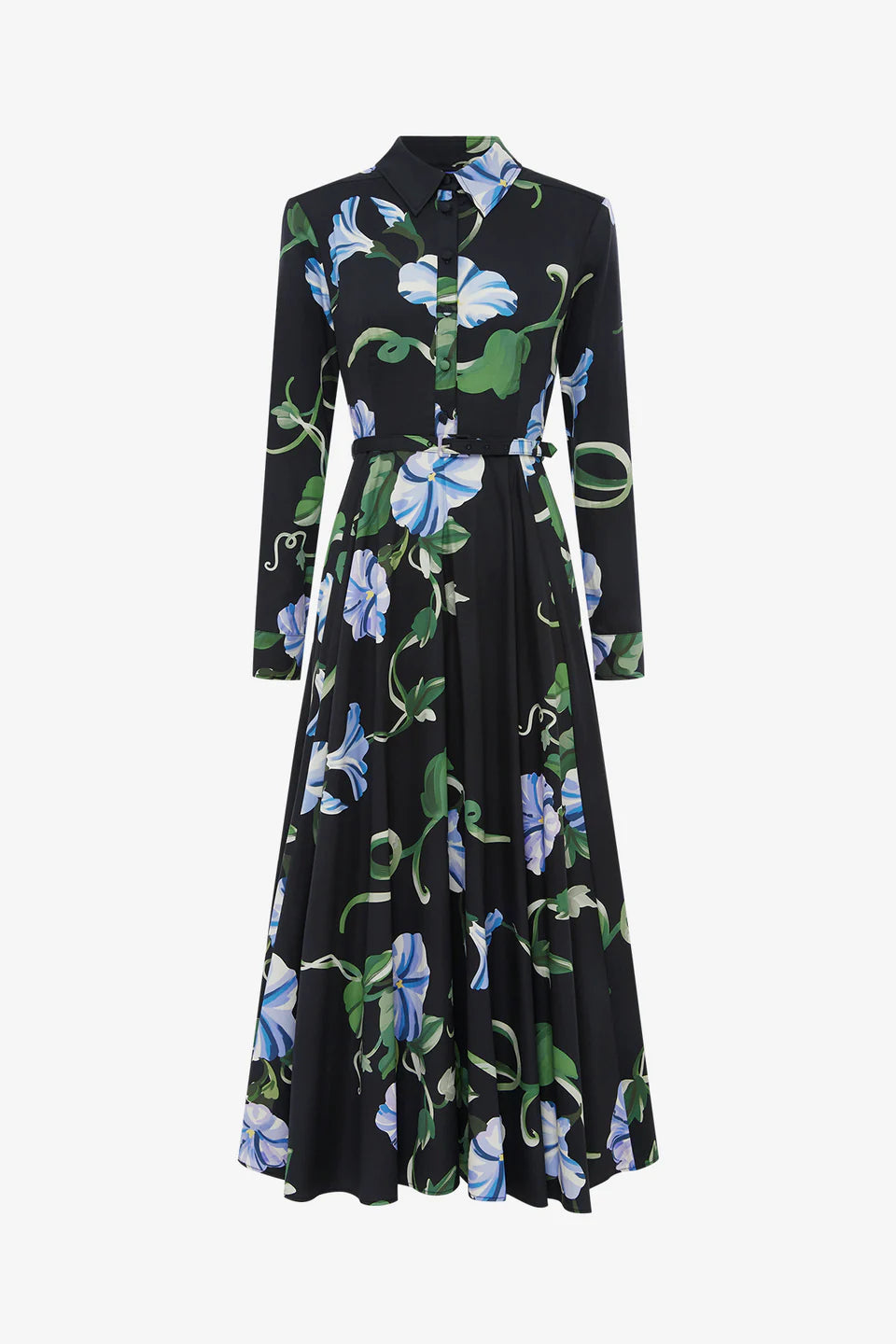 Zara Shirt Midi Dress - Vine Print in Ebony