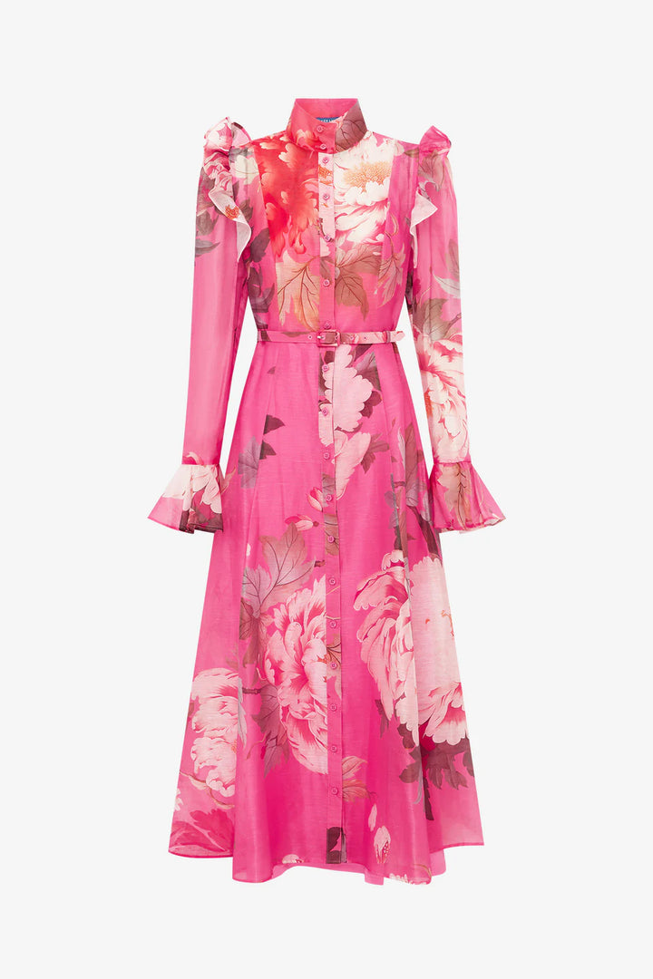 Katrina Butterfly Sleeve Midi Dress - Peony Print