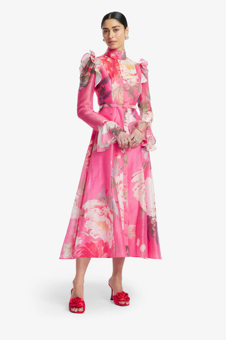 Katrina Butterfly Sleeve Midi Dress - Peony Print