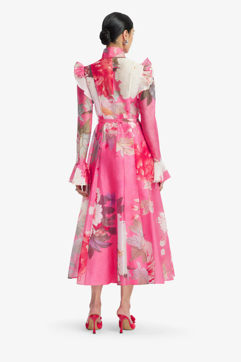 Katrina Butterfly Sleeve Midi Dress - Peony Print
