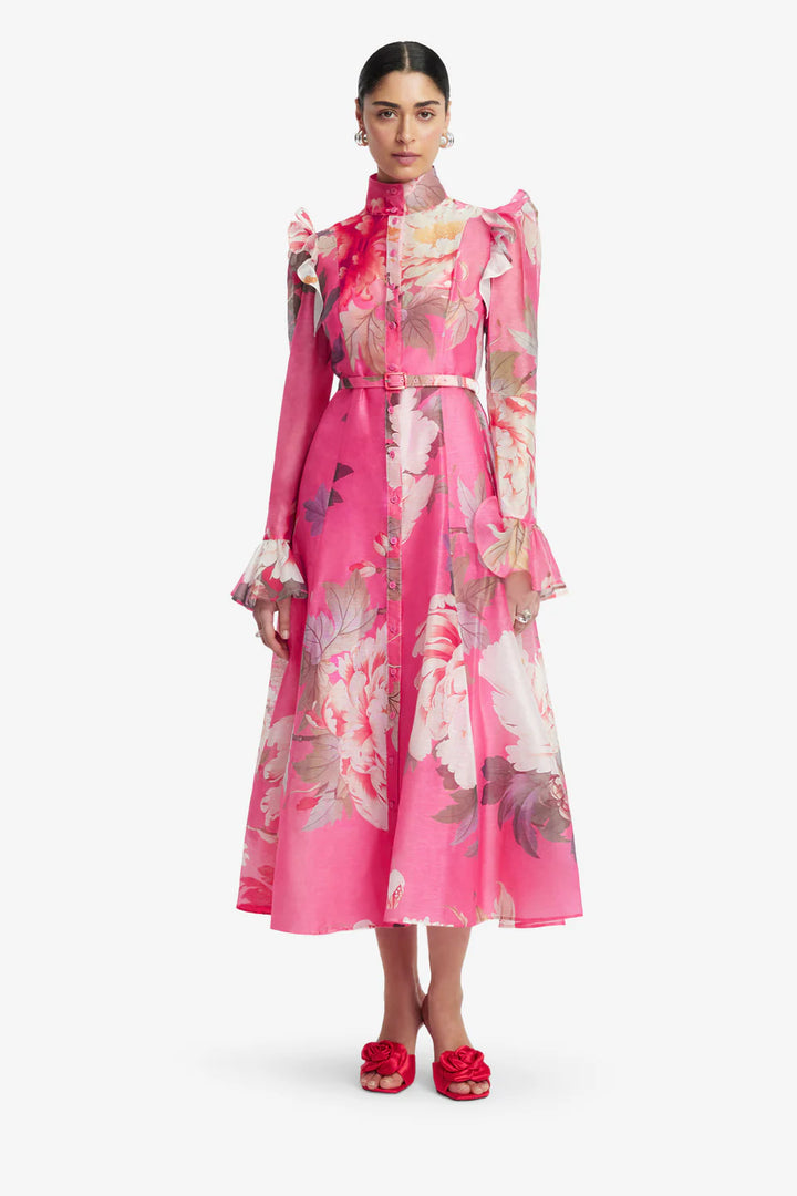 Katrina Butterfly Sleeve Midi Dress - Peony Print