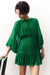 Malina Ruched Panelled Mini Dress - Tree Green