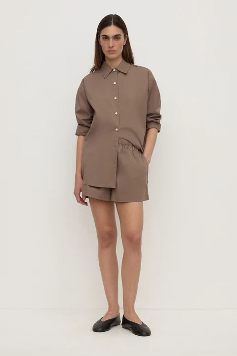Micha Poplin L/S Shirt - Dark Sand