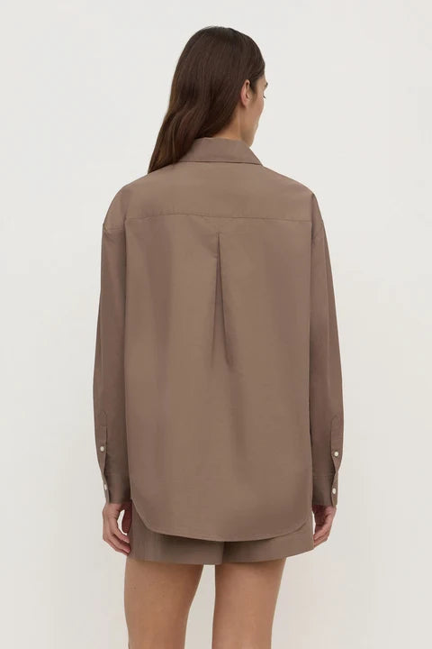 Micha Poplin L/S Shirt - Dark Sand