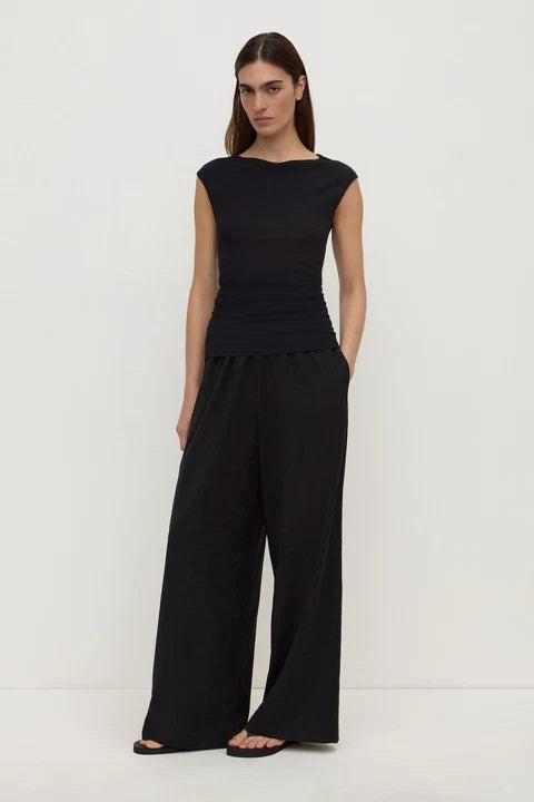 Mika Capped Sleeve Top - Black