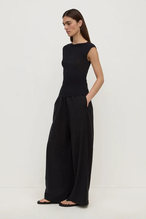 Mika Capped Sleeve Top - Black