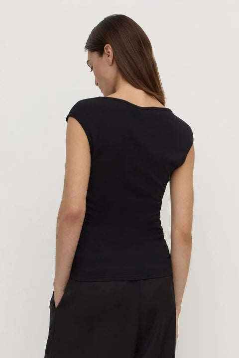 Mika Capped Sleeve Top - Black