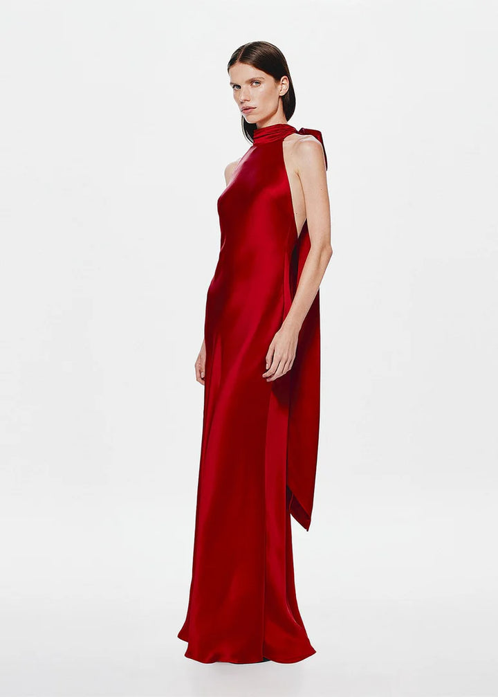 Evianna Satin Gown - Cherry