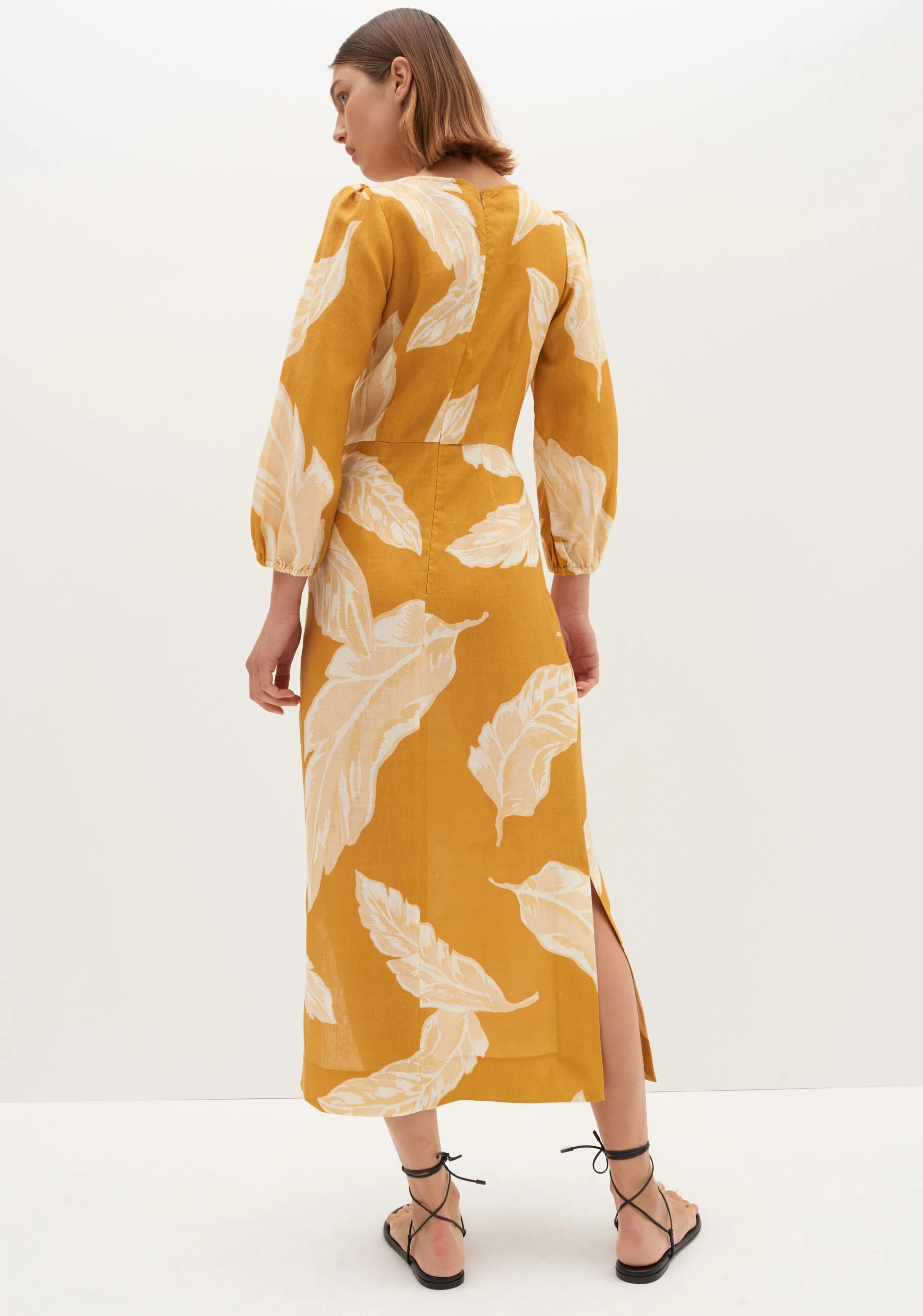 Palma Linen Midi Dress - Print