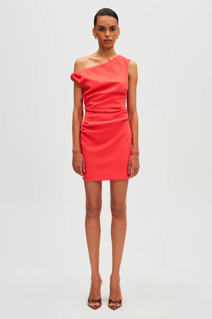 Mallory Crepe Midi Dress - Sunset Coral
