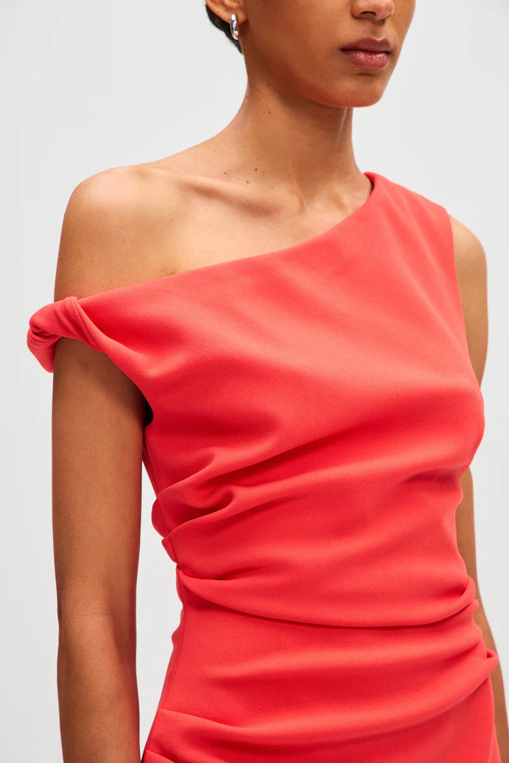 Mallory Crepe Midi Dress - Sunset Coral
