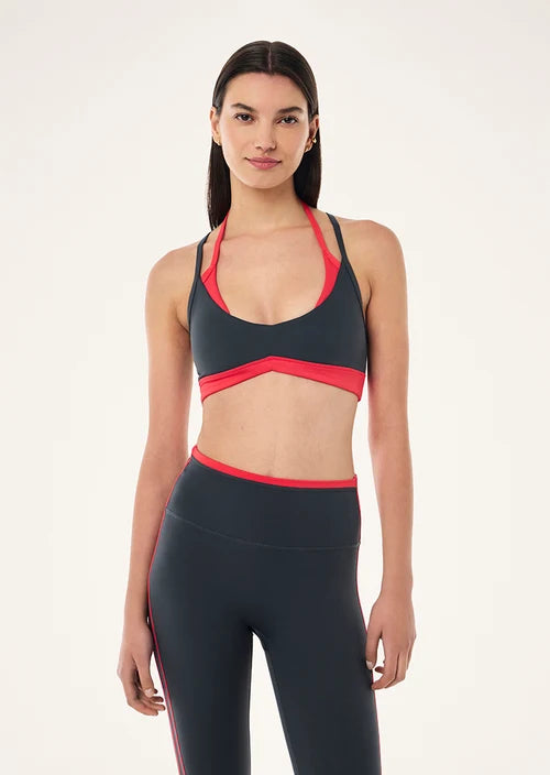 Override Sports Bra - Asphalt/Strawberry