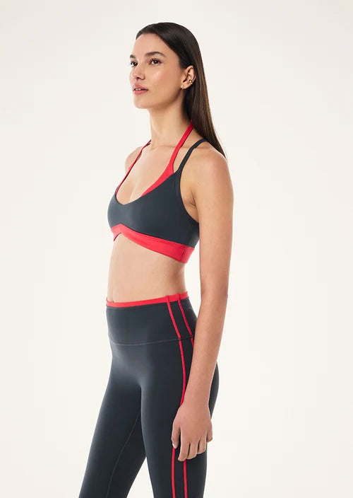 Override Sports Bra - Asphalt/Strawberry