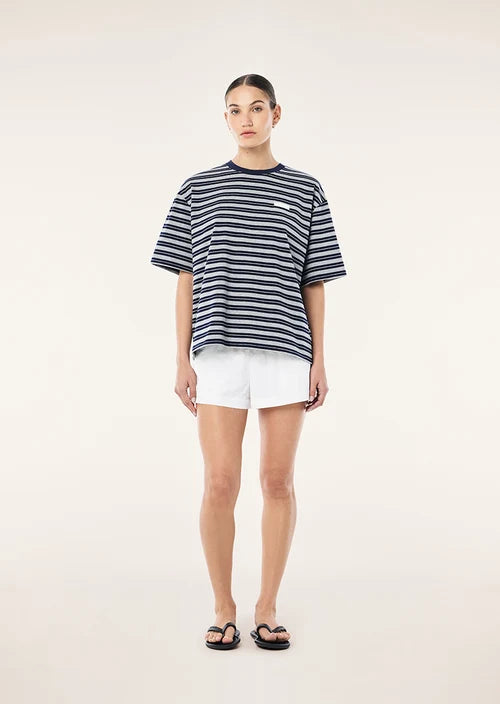 Oversized Spark Tee - Dark Navy Stripe