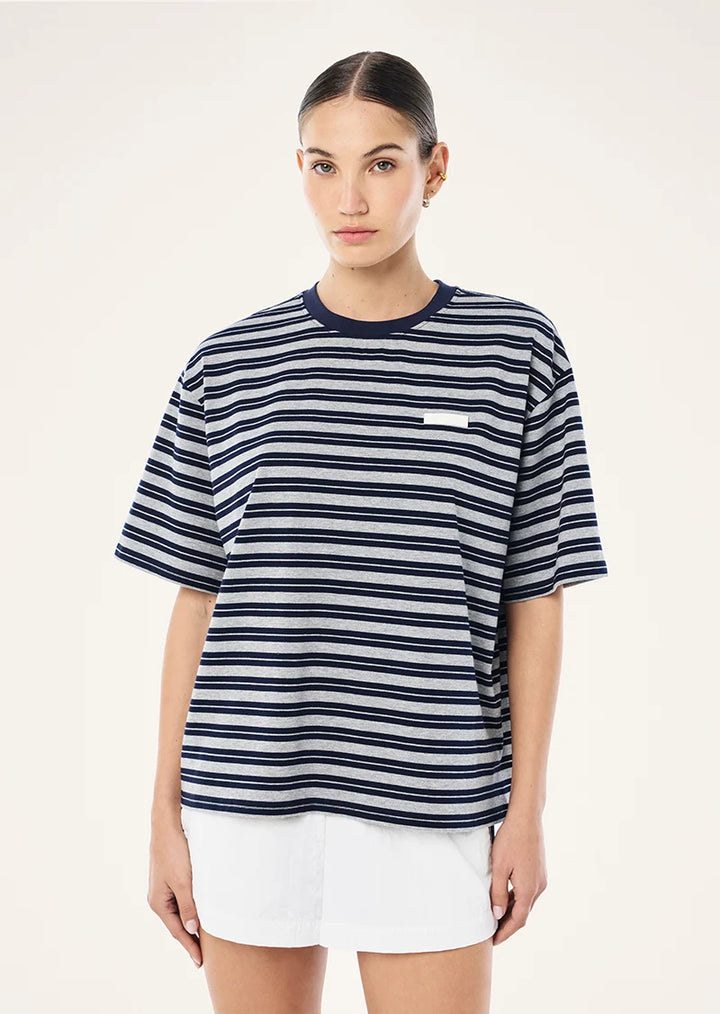 Oversized Spark Tee - Dark Navy Stripe