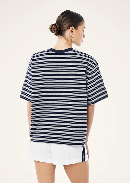 Oversized Spark Tee - Dark Navy Stripe