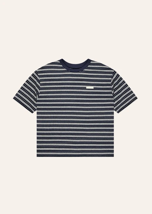 Oversized Spark Tee - Dark Navy Stripe