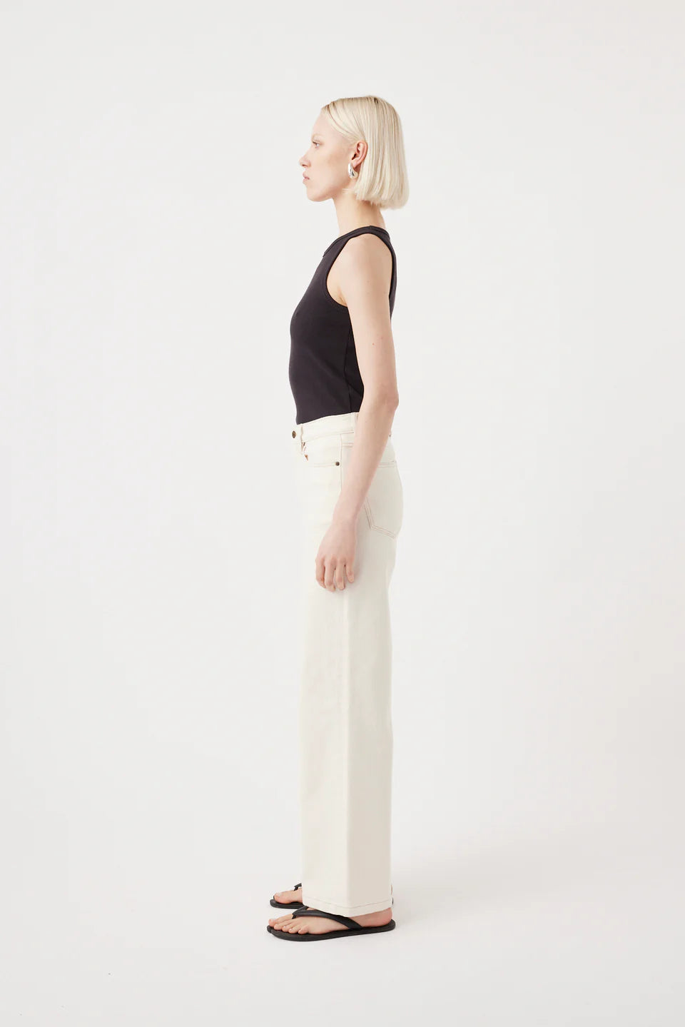 Mia Wide Leg Jean - Ecru