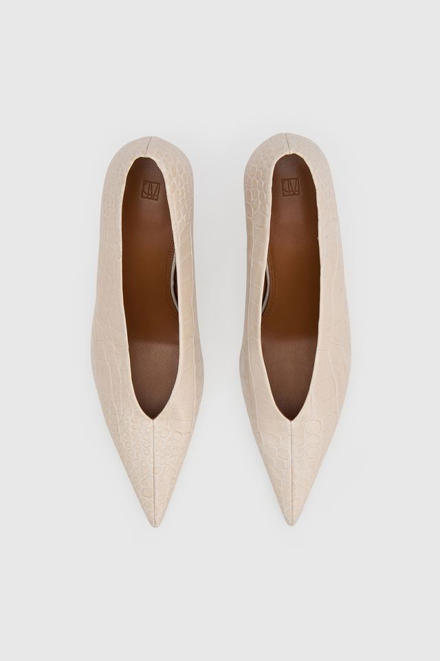 Rhys Croc Pump - Cream