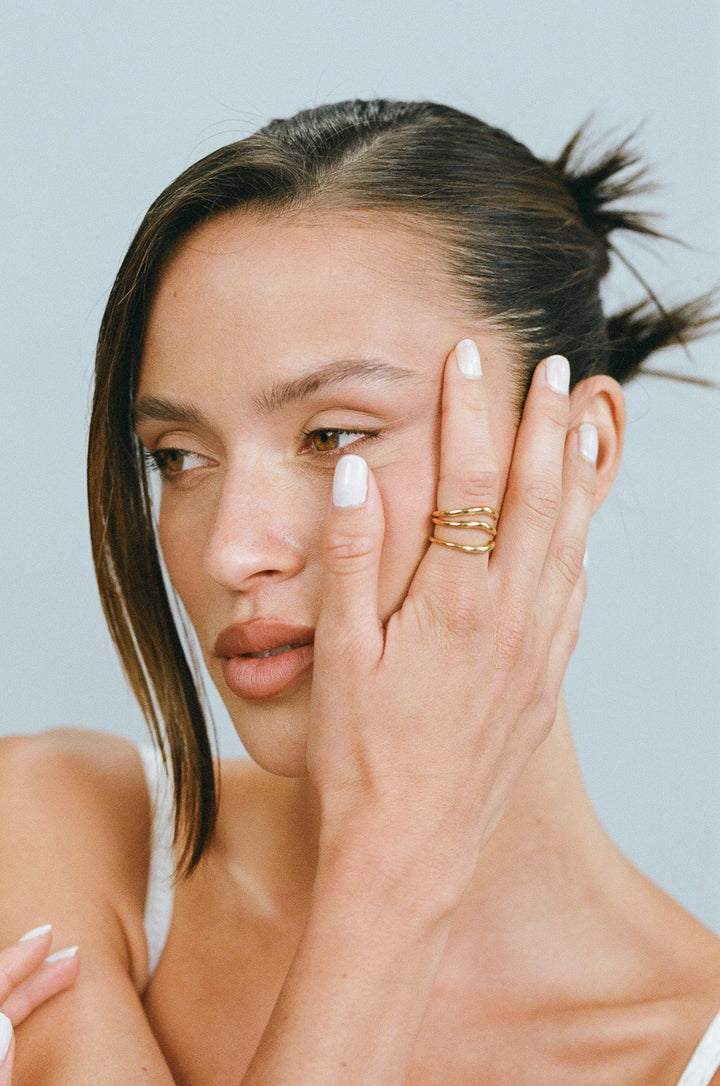 Triple Wave Ring Set - Gold