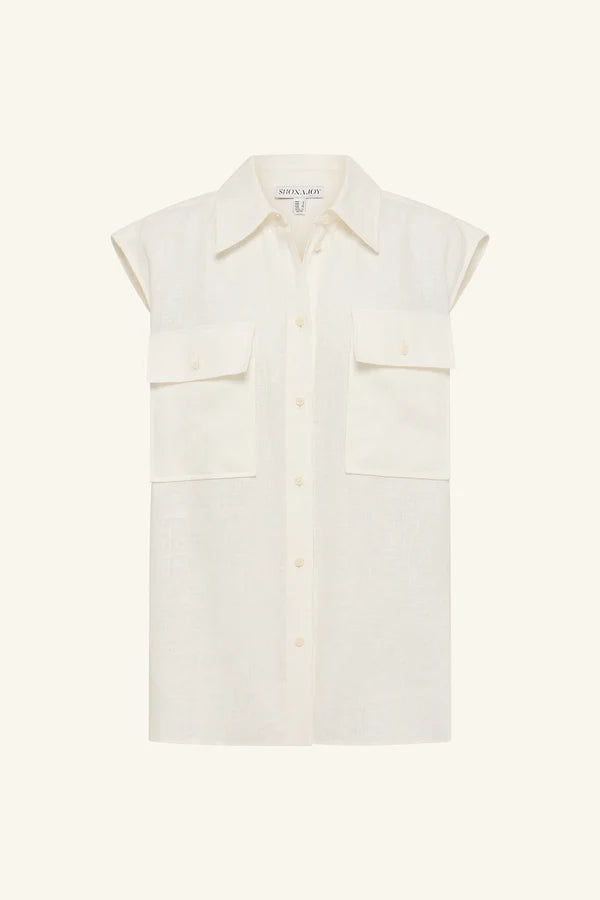 Wellington Sleeveless Shirt - Ivory