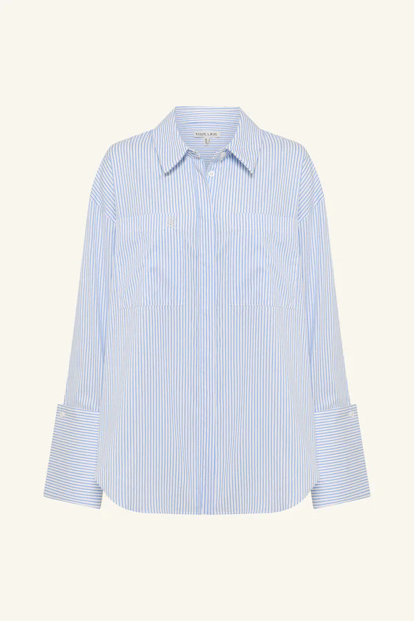 Saunders Oversized Shirt - Marine Stripe