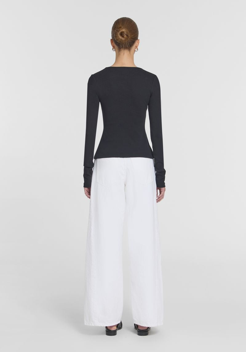 Woods Rib Long Sleeve Tee - Black