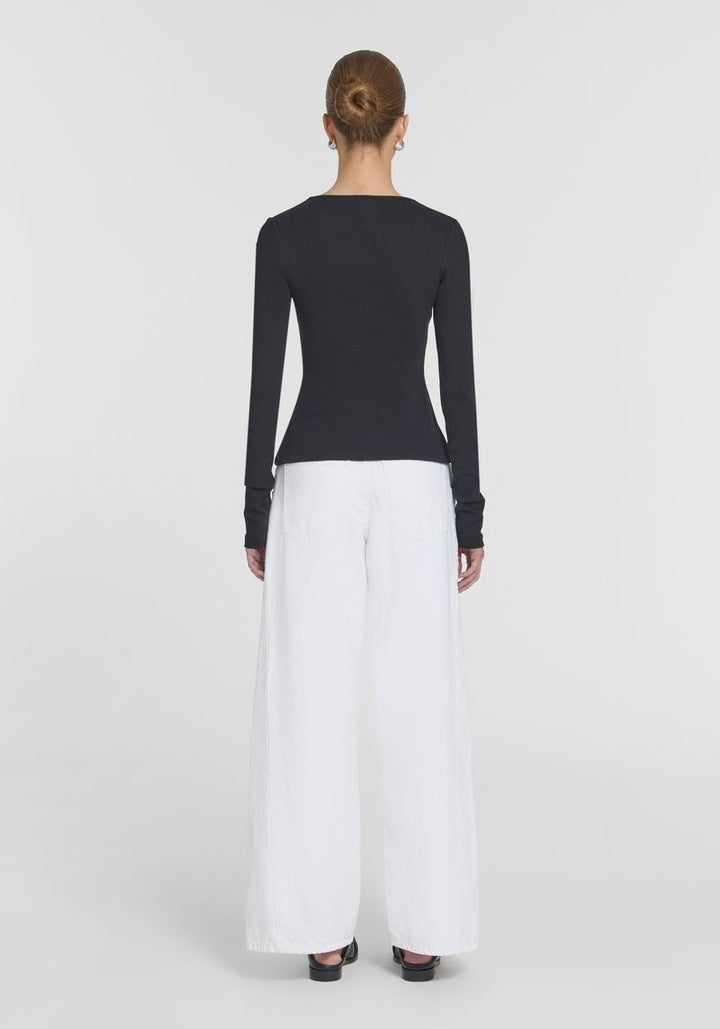 Woods Rib Long Sleeve Tee - Black