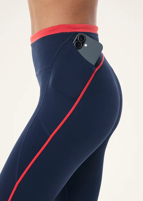 Rapid Full Length Legging - Dark Navy/College Red