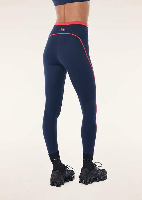 Rapid Full Length Legging - Dark Navy/College Red