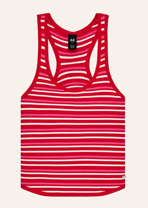 Retreat Relaxed Knit Tank - Strawberry Stripe