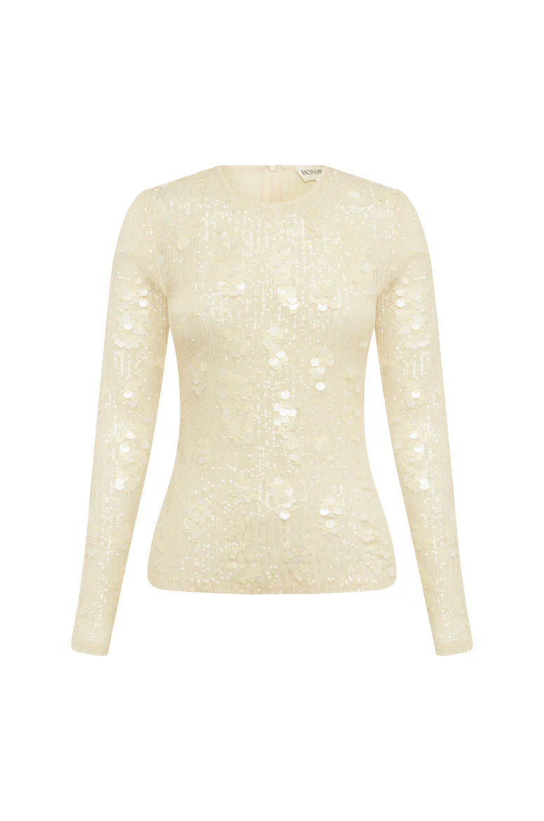 Carmine Top - Ivory Sequin