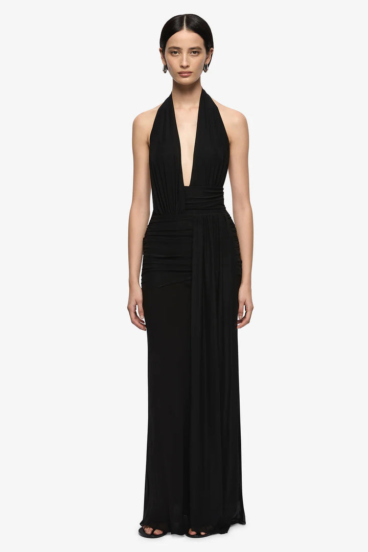Cassis Drape Maxi Dress - Black