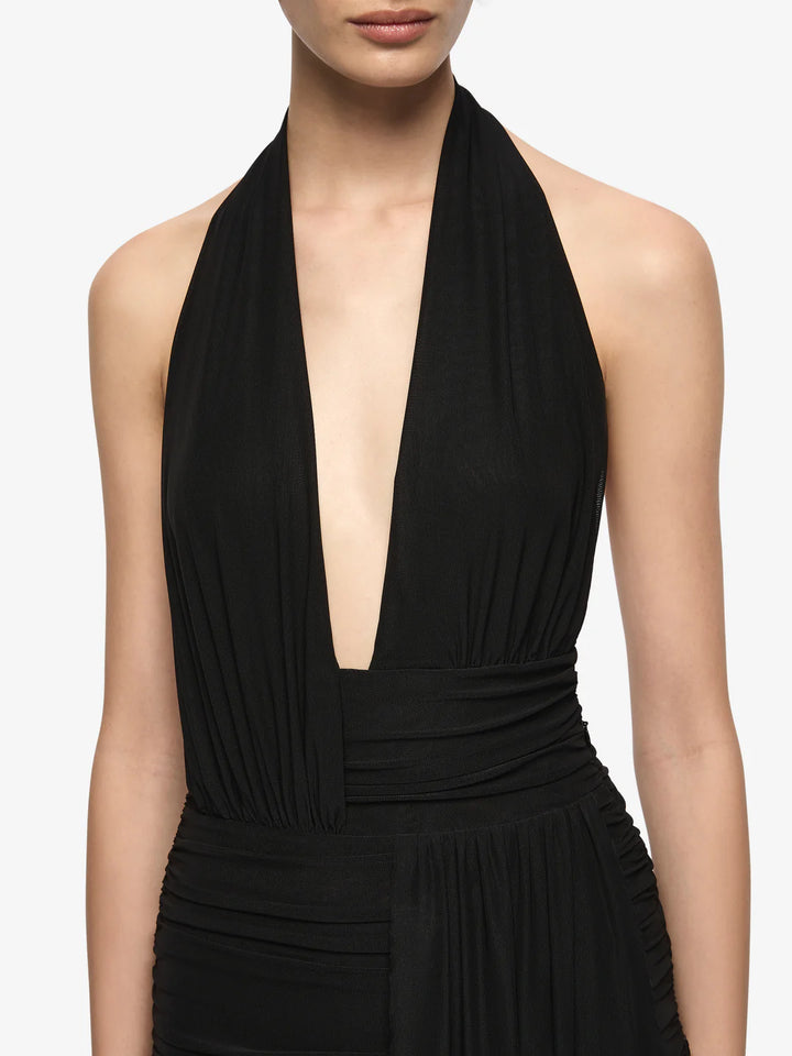 Cassis Drape Maxi Dress - Black