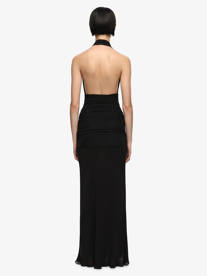 Cassis Drape Maxi Dress - Black