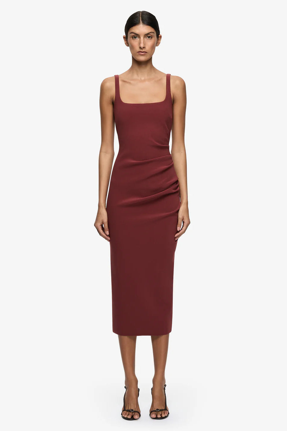 Karina Tuck Midi Dress - Sangria