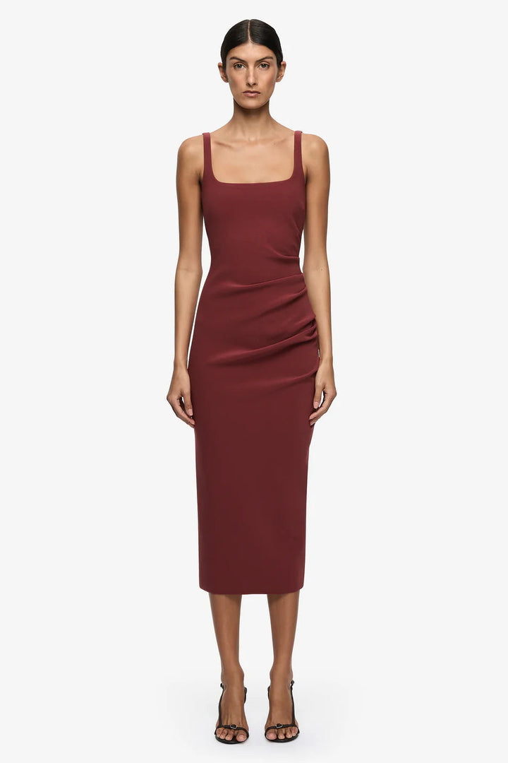Karina Tuck Midi Dress - Sangria