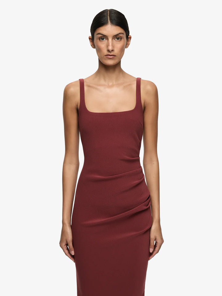 Karina Tuck Midi Dress - Sangria