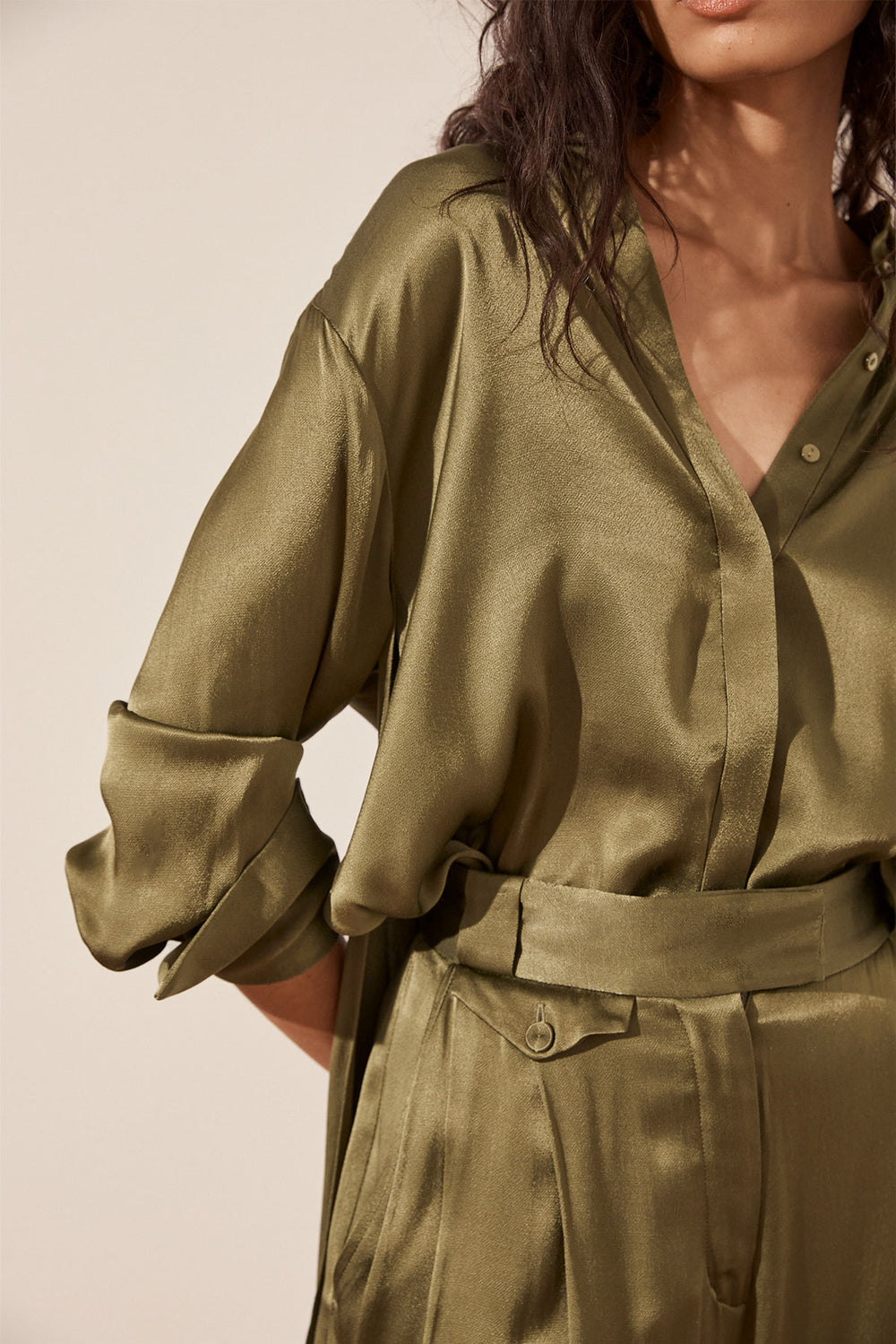 Arienzo High Waist Pant - Green Olive