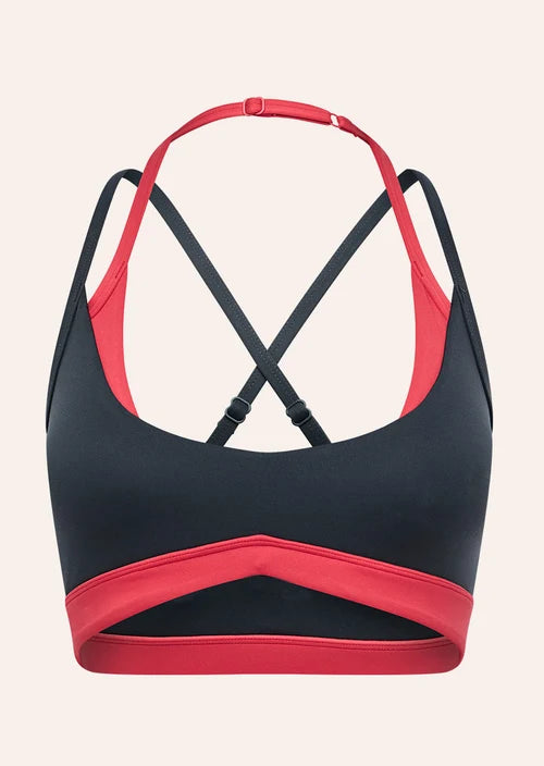 Override Sports Bra - Asphalt/Strawberry