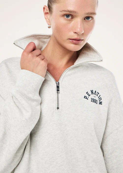 Swerve Zip Neck - Grey Marle