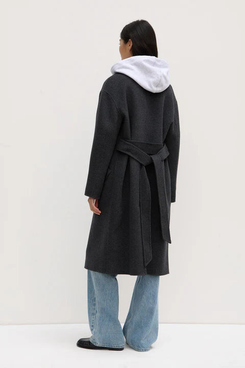 Sadie Single Breasted Wool Coat - Charcoal Marle