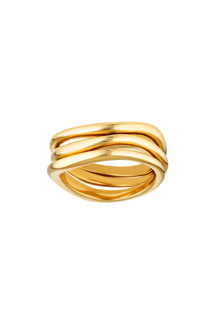 Triple Wave Ring Set - Gold