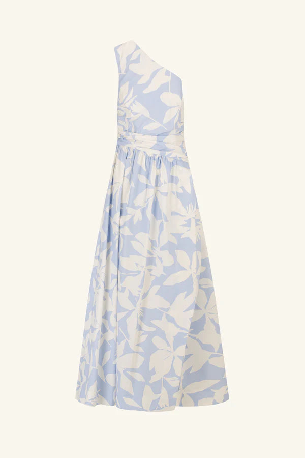 Mamounia Asymmetrical Gathered Maxi Dress - Sky/Ivory