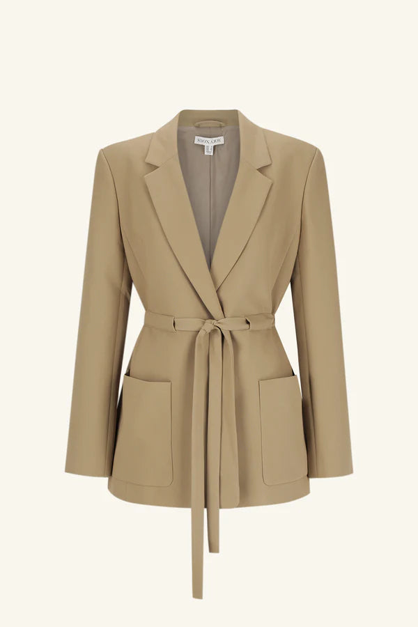 Irena Oversized Belted Blazer - Oak