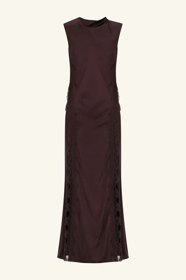 Allegra Lace Panelled Maxi Dress - Espresso