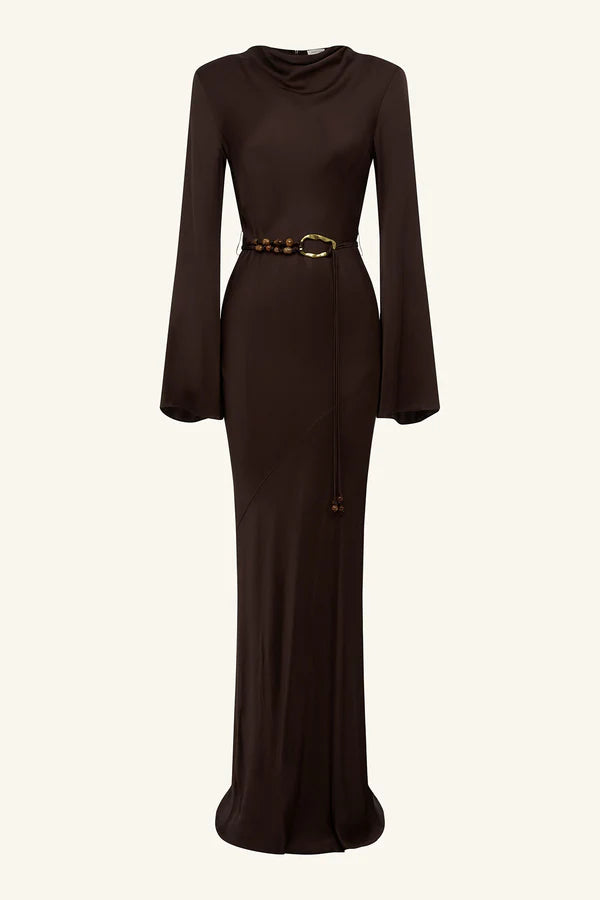 Agnes LS Maxi Dress - Espresso