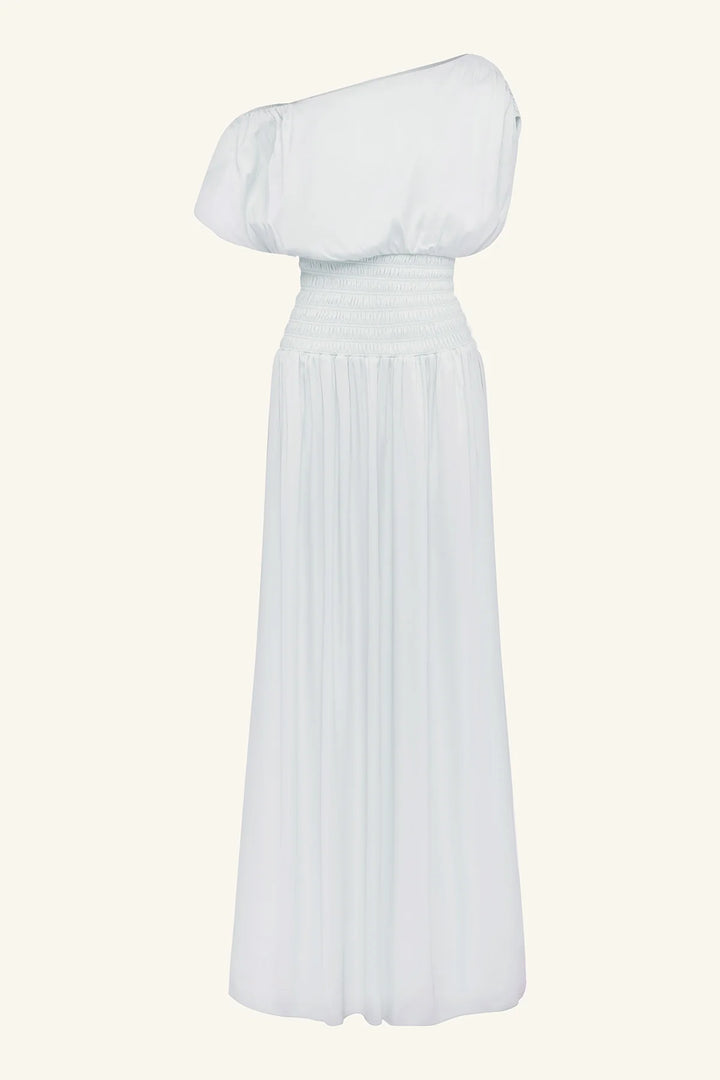 Agnes Shirred Asymmetrical Maxi Dress - Sky