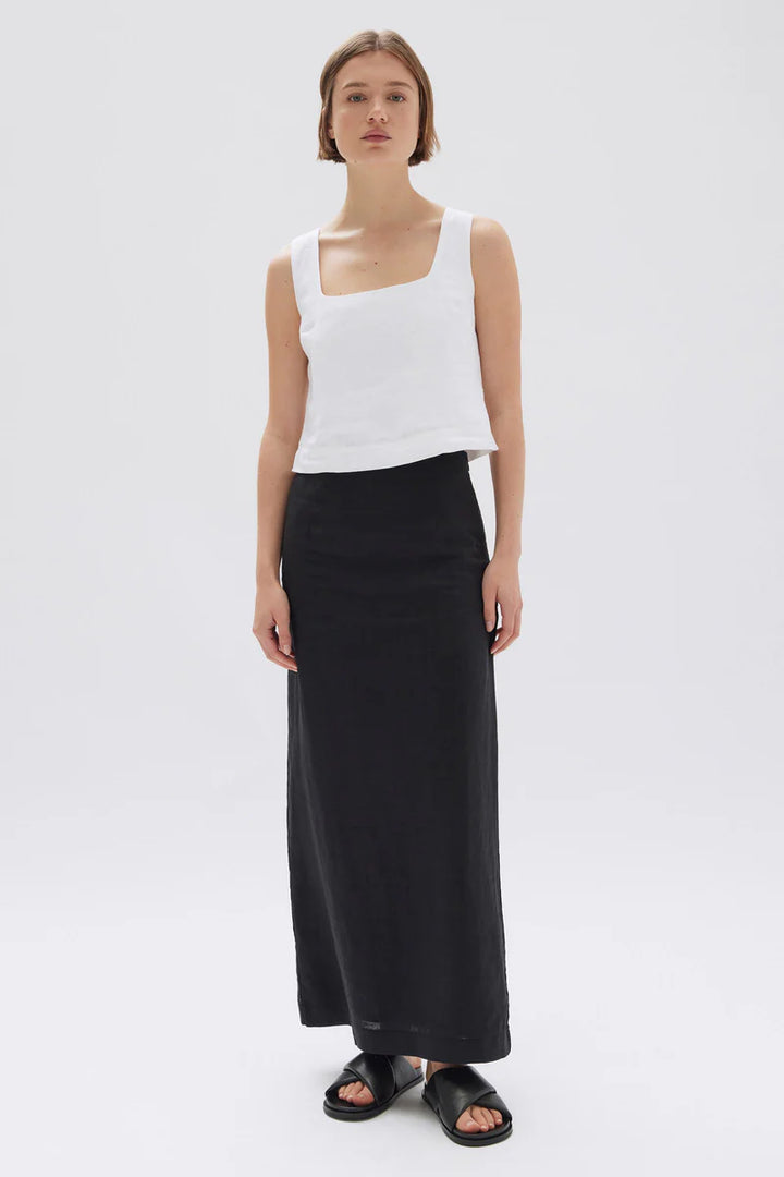 Solis Linen Maxi Skirt - Black